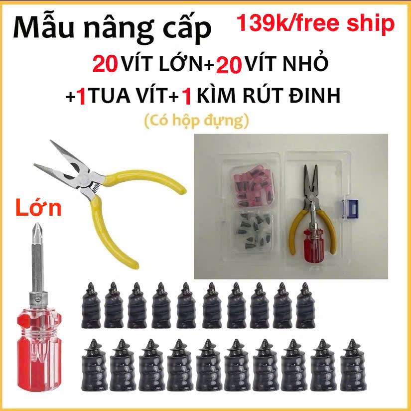 Bộ ốc vít vá lốp xe ô tô - xe máy khẩn cấp combo 20 - 40 vít